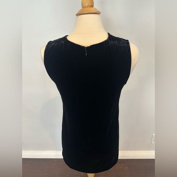 Theory Women's Black Velvet Sleeveless Crew Neck High Low Blouse Top size Medium - Picture 3 of 8